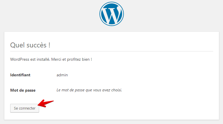 Wordpress installé avec succès